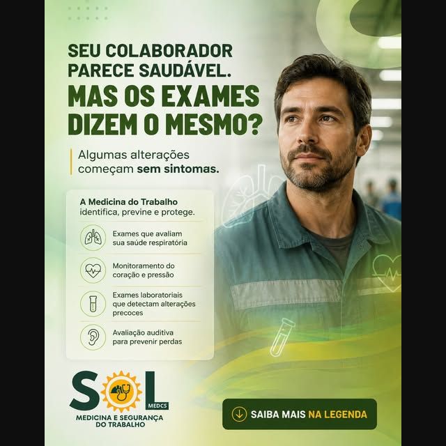 Publicação da SOL Medcs sobre exames e prevenção em Medicina do Trabalho